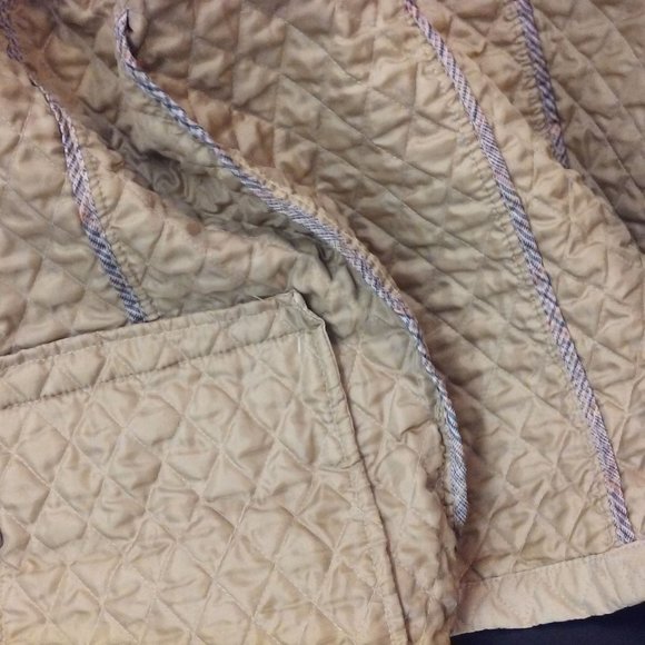 Y2K Merona Diamond Quilted Moto Jacket Women's -M Pockets Full Zip Buckles Tan - Picture 10 of 12